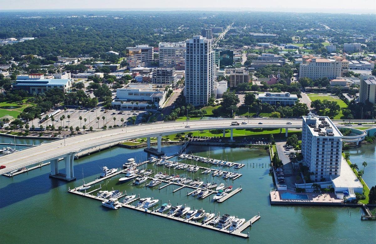 Boats moored near Clearwater Beach and the intracoastal