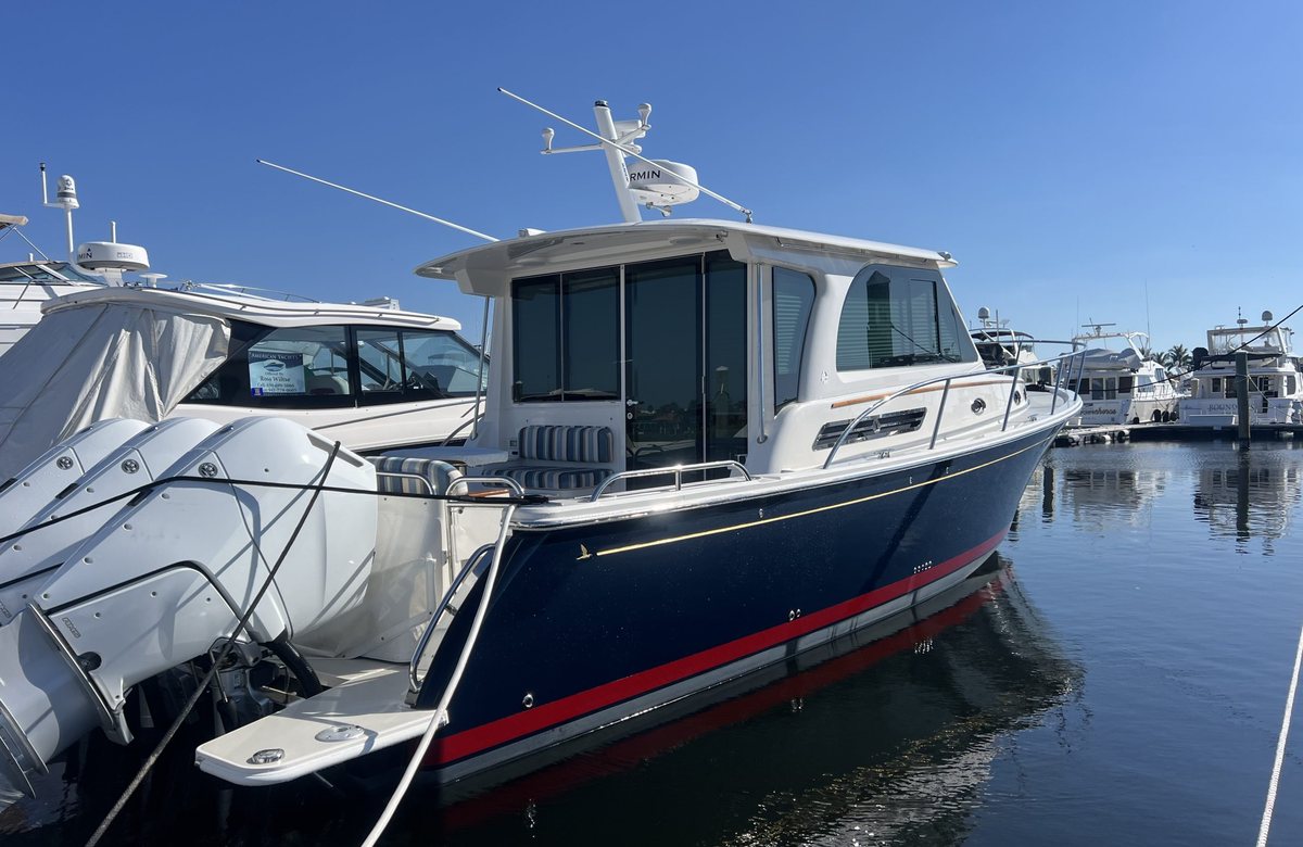 Freshly detailed and polished boat hull