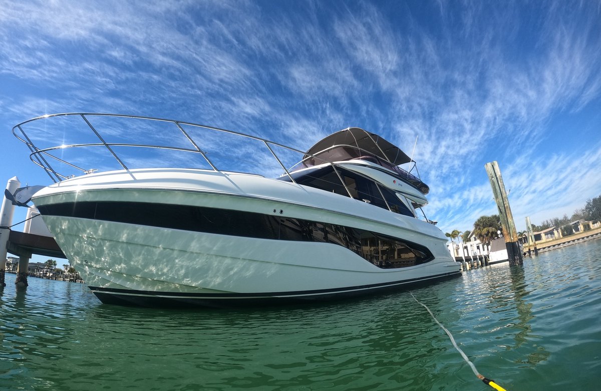 Well maintained yacht at a Tampa Bay dock